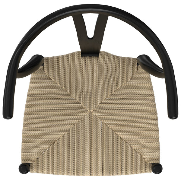 English Elm Hershey Dining Chair Set of 2 — Matte Beech Wood Wishbone-Inspired Seats with Handwoven Rope Comfort Black B136P266925