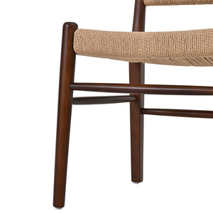 English Elm Modern Handwoven Paper Cord Dining Chairs Rubberwood Frame Set of 2 for Kitchen N762P368575D