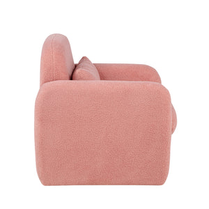 English Elm Stylish Teddy Fleece Single Sofa Chair with Arms and Pillow, Cozy Accent Armchair for Living Room Pink 30 L x 24.75 W x 24 H W1716P196472
