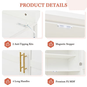English Elm [assembly Included] Topmax Shaker Pantry Cabinet Tall Mdf Kitchen Storage with Pull-out Trays White SP000099AAK