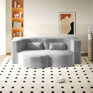 English Elm Modern Corduroy Floor Sofa Foldable Twin Sleeper Foam Filled for Compact Living Spaces Light Grey W1885P435361