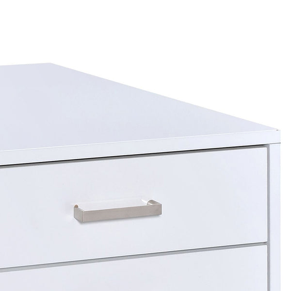 English Elm White High Gloss Contemporary 3-Drawer File Cabinet on Casters — Sleek Space-Saving Office Storage, Durable Finish B062P185691