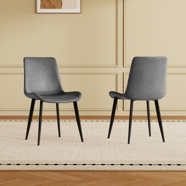 English Elm Dining Chairs Set of Four Gray Pu Leather Gold Leg Modern Kitchen Seating W2700P352198
