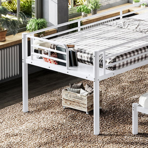 English Elm Twin Triple Bunk Bed Metal L-shaped Frame Sleeps Three Kids White Finish White W1580S00616