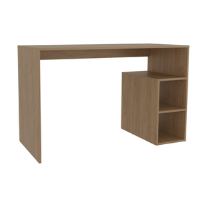 English Elm Solid 47.2" Wide Four-Shelf Writing Desk with Two Spacious Shelves, Compact Oak Finish for Home Office Productivity B070P254784
