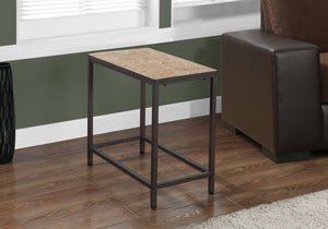 English Elm Accent Tile Top Side Table for Living Room & Bedroom — Terracotta Brown Ceramic Look, Sturdy Metal Frame B2710P219210