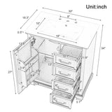 English Elm 30" Bathroom Vanity With Sink, One Package, Black Bathroom Cabinet With Drawers, Solid Frame and Mdf Board