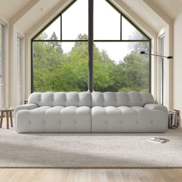English Elm Bubble Modern Armless Sectional Sofa - 3D-Knitted Loveseat With Plush Comfort & Stylish Design B341S00010