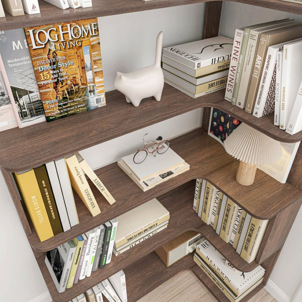 English Elm 90cm L-shaped Corner Bookcase Five Tier Mdf Open Shelving Unit for Home Office W2899P444161