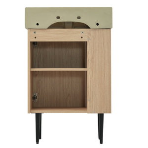 English Elm 21.6" Wood Left Side Storage Bathroom Vanity with Ceramic Sink, Soft-Close Door, Gold Handles, Modern SV000007AAD