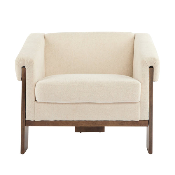 English Elm Christopher Knight Home® - 34" Mid-Century Modern Accent Chair Sierra Vintage PU Leather Deep Cushions Wide Armrests Retro Flair Beige N767P210787E