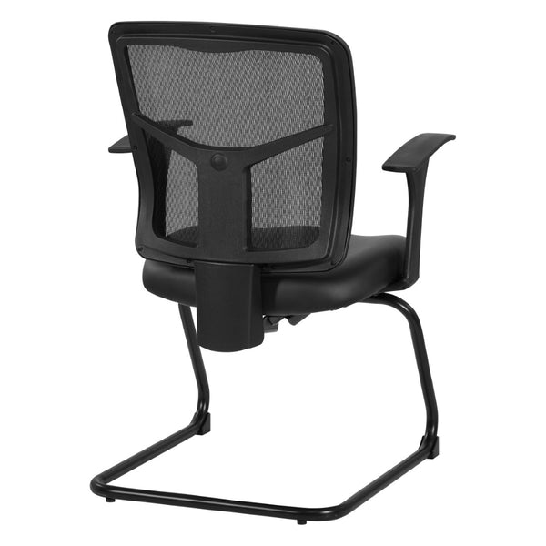 OSP Home Furnishings Progrid Mesh Back Visitor Chair with Lumbar Support and Sled Base for Modern Offices 9093B-R107