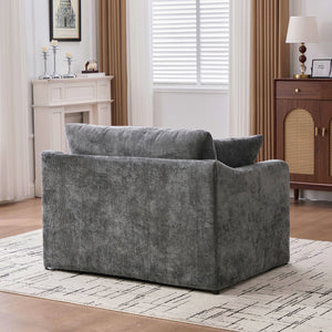 English Elm 45.27" Modern Upholstered Farmhouse Accent Chair with Chenille, Plush Pocket Springs & Bolster Pillows, 500lb Capacity Lounge Seating Charcoal W3098P356193