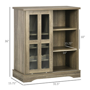 English Elm Homcom 36" Stylish Buffet Cabinet With Sliding Glass Door, Wine Storage & Modern Design For Home Use W2225P217397