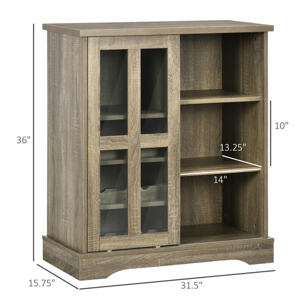 English Elm Homcom 36" Stylish Buffet Cabinet With Sliding Glass Door, Wine Storage & Modern Design For Home Use W2225P217397