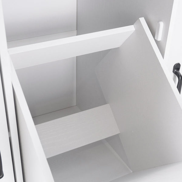 English Elm K&K Kitchen Island with Tilt-Out Trash Can, Drop Leaf Counter, Adjustable Shelf, Rolling Cart Ameican White Oak WF326381AAW