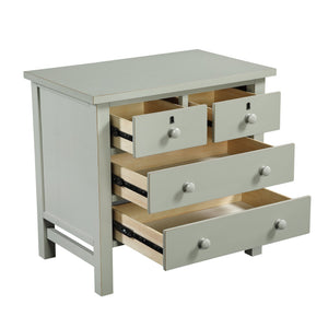English Elm Georgina Distressed 4-Drawer Nightstand with French Dovetail Drawers and Decorative Faux Keyholes, 32" Antique Grey B050P376954