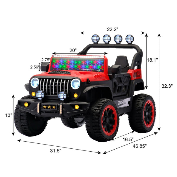 English Elm 24v Two Seat Kids Ride on Car with 4wd Motor Remote Control and Led Lights W509P378206