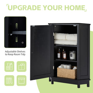 English Elm Black Triangle Corner Bathroom Cabinet with Adjustable Shelves, Modern MDF Storage Organizer, 70lb Capacity, Space-Saving Design N725P172615B
