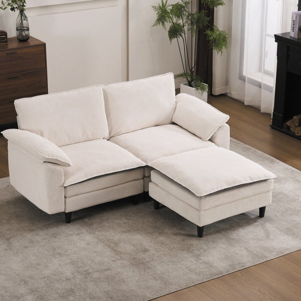 English Elm 70.87" Chenille Modular Cloud Sectional with Ottoman Deep Plush Seating for Living Rooms W5029S00001