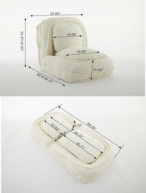 English Elm Human Dog Bed Lazy Sofa Couch 5-Position Adjustable Foldable Seat for Compact Living Spaces White W2108P193234