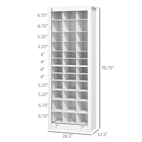 English Elm Homcom Tall Narrow Shoe Organizer Open Cubby Storage Unit Holds 36 Pairs White W2225P229414