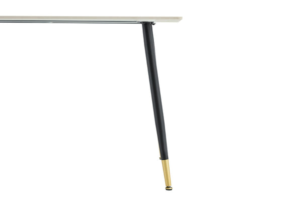 English Elm Modern Sintered Stone Rectangular Dining Table with Metal Legs for Four Seats Light Beige W3493S00013