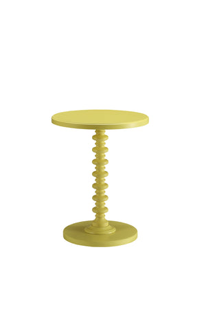 English Elm Acton Charming Yellow Round Accent Table with Turned Solid Wood Pedestal Base, KD, 40lb Limit, MDF Top B2726P321036