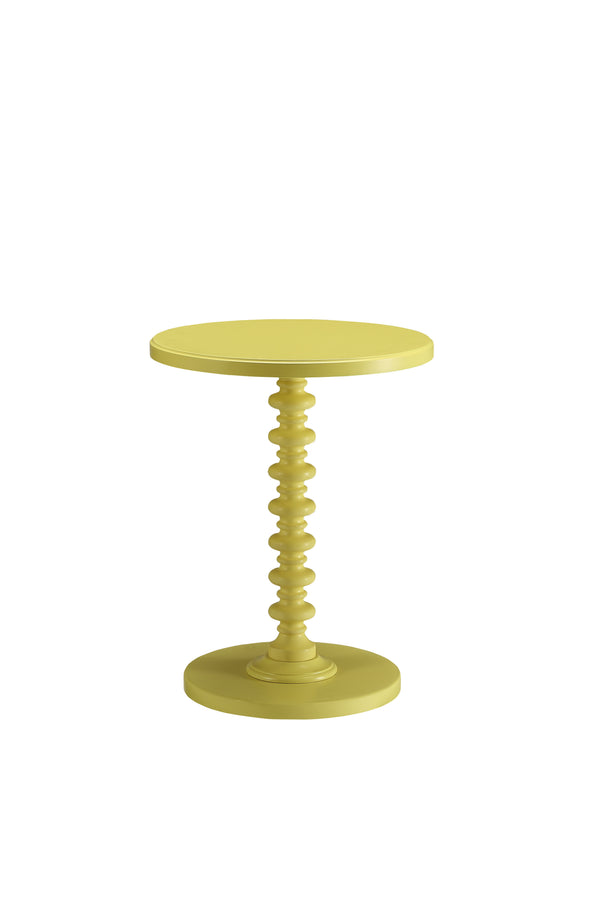 English Elm Acton Charming Yellow Round Accent Table with Turned Solid Wood Pedestal Base, KD, 40lb Limit, MDF Top B2726P321036