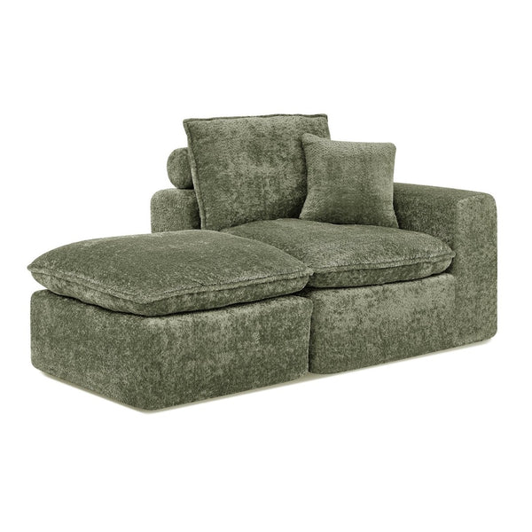 English Elm 107'' Boucle L-shaped Sectional with Reversible Chaise Deep Foam Seat Living Room Green W1413S00168