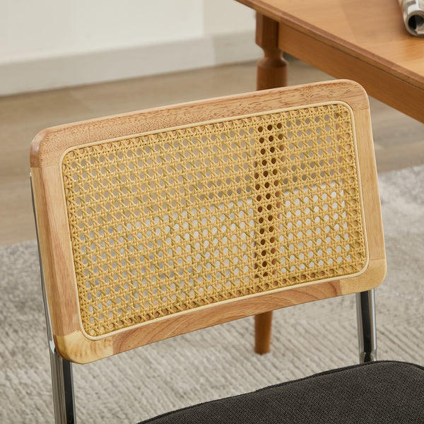 English Elm Mid Century Modern Dining Chairs Set Of 2 - Stylish Velvet Accent With Rattan Back & Chrome Base W1143P342096