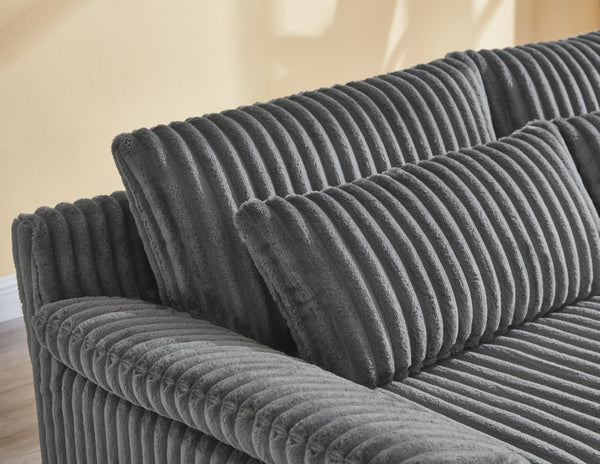 English Elm 74" Corduroy Loveseat Plush 2-seater Sofa with Pillow Arms for Compact Living Spaces Gray W1669P368988