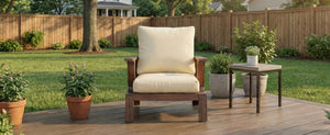 English Elm 2 Piece Acacia Wood Outdoor Sofa Set with Coffee Table and Weather Resistant Cushions N719P246161D