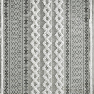 JLA Home INK+IVY - Cotton Imani Aztec Printed Shower Curtain with Chenille Stripe Trim — Boho Texture, OEKO‑TEX Certified Comfort Gray II70-1123