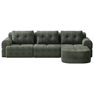 English Elm Modular Sectional Sofa with Chaise Full Foam Build Woven Fabric for Living Room Blackish Green W2379S00006