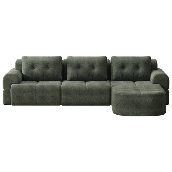 English Elm Modular Sectional Sofa with Chaise Full Foam Build Woven Fabric for Living Room Blackish Green W2379S00006