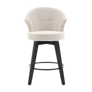 English Elm 008-Wing Upholstered Swivel Counter Stools Set of 2 with Solid Wood Legs, Chenille Comfort & 250lb Capacity White W2636P239835