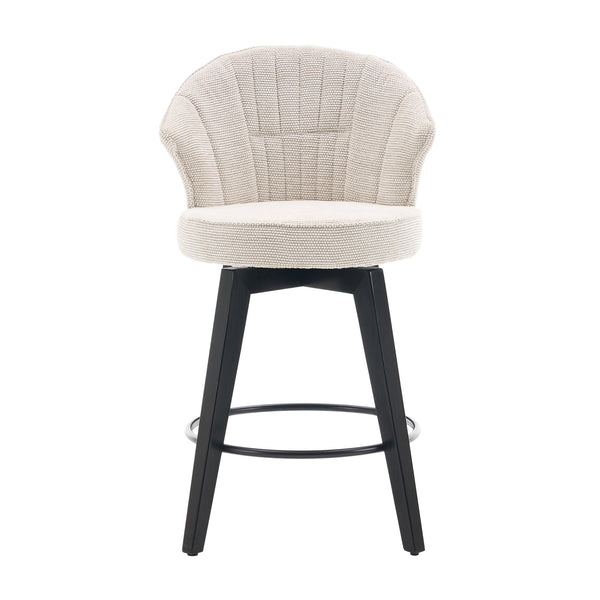 English Elm 008-Wing Upholstered Swivel Counter Stools Set of 2 with Solid Wood Legs, Chenille Comfort & 250lb Capacity White W2636P239835