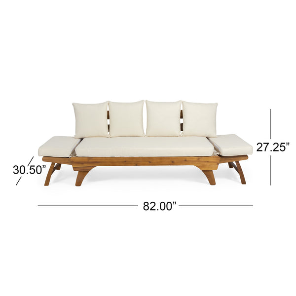 English Elm Christopher Knight Home® - Expandable Outdoor Daybed With Cushions - Acacia Wood Patio Sofa, Adjustable Armrests & Stylish Design 69489.00BGE
