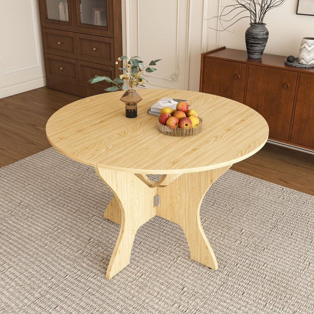 English Elm 43 Inch Foldable Mdf Dining Table with Warm Wood Grain Veneer for Compact Living Ancient Oak W2700P409329