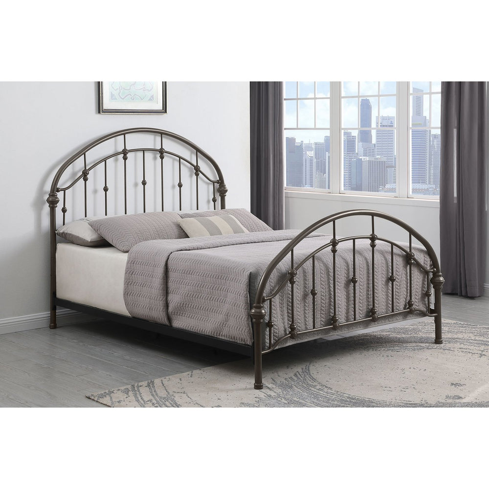 English Elm Juneau Dark Bronze Metal Queen Bed Frame with Vintage Charm, Open Slat Design & Sturdy Six-Leg Support B062P331062
