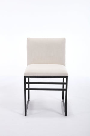 English Elm Modern Upholstered Dining Chairs Set of 2 with Linen-Like Fabric, High-Resilience Foam and Metal Frame Elegant Comfort Ivory W1249P257008