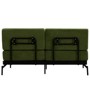 English Elm Modern Loveseat Sofa with Cylindrical Armrests, Built-In USB Ports, Chenille Cushions, Steel Frame Green N719P290584F