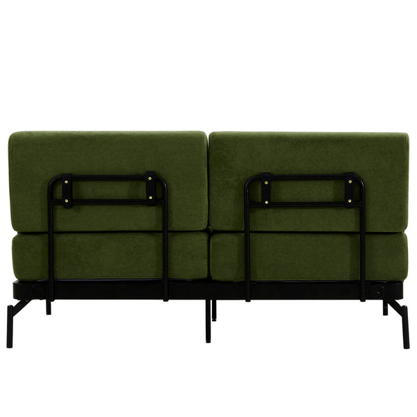 English Elm Modern Loveseat Sofa with Cylindrical Armrests, Built-In USB Ports, Chenille Cushions, Steel Frame Green N719P290584F