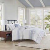 Harbor House Morgan Cottage/Country 5 Piece Cotton Jaquard Duvet Set HH12-1869 White/Blue