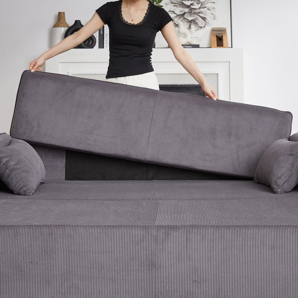 English Elm FX'' 66 Inch Sleeper Sofa Bed 3-in-1 Convertible Pullout Sofa with Plush Corduroy, 4 Pillows, Pockets Grey W1926S00059