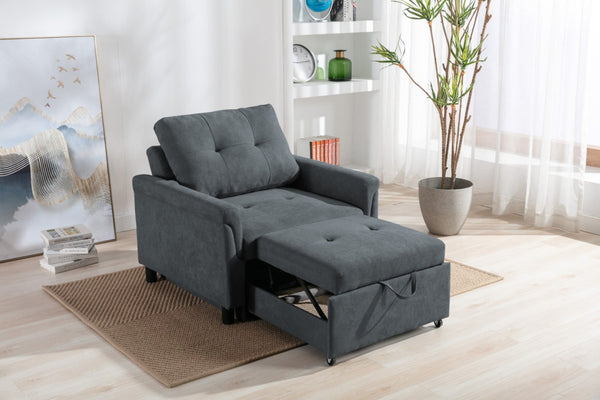 English Elm Francesca Woven Convertible Armchair Foam Pocket Coil Sleeper for Studio Spaces Dark Gray B2749S00194
