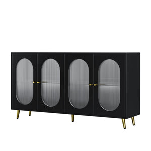 English Elm Modern Accent Sideboard Cabinet with Acrylic Doors, Spacious Adjustable-Shelf Storage Console for Kitchen Dining Hallway Office, Black W578P186749
