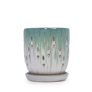 English Elm Set Of 2 Modern Ceramic Flowerpots With Drainage Holes - Stylish Planters For Indoor & Outdoor Use W3273P322553-GIGA