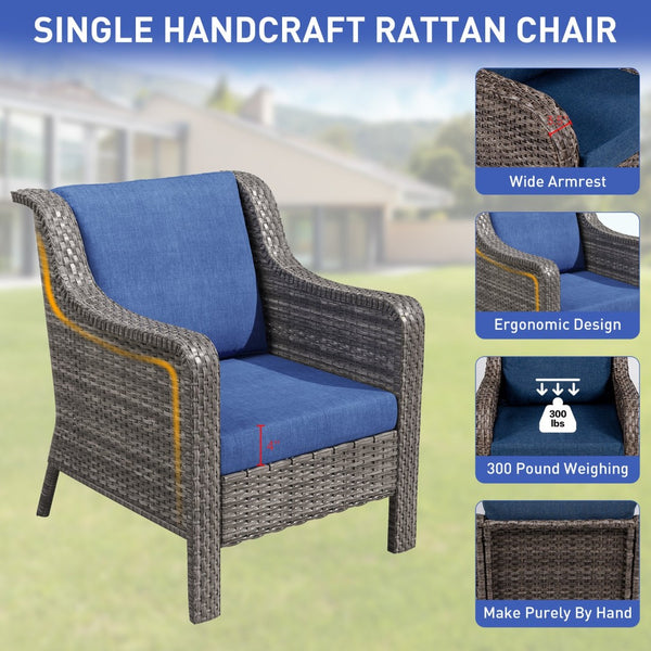English Elm Jb Outdoor 5 Piece Pe Rattan Resort Set with Swivel Chairs and Weatherproof Cushions T5925S00007